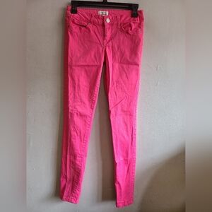 Women's junior 3/4 Aeropostale Lola bright pink pants chino skinny Y2K jegging